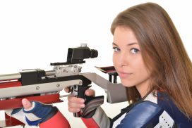 Woman training sport shooting