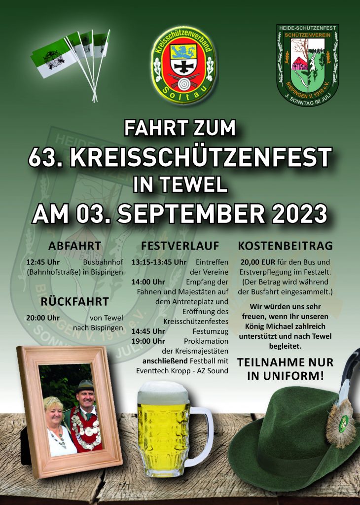 Fahrt zum 63. Kreisschützenfest in Tewel am 03. September 2023
